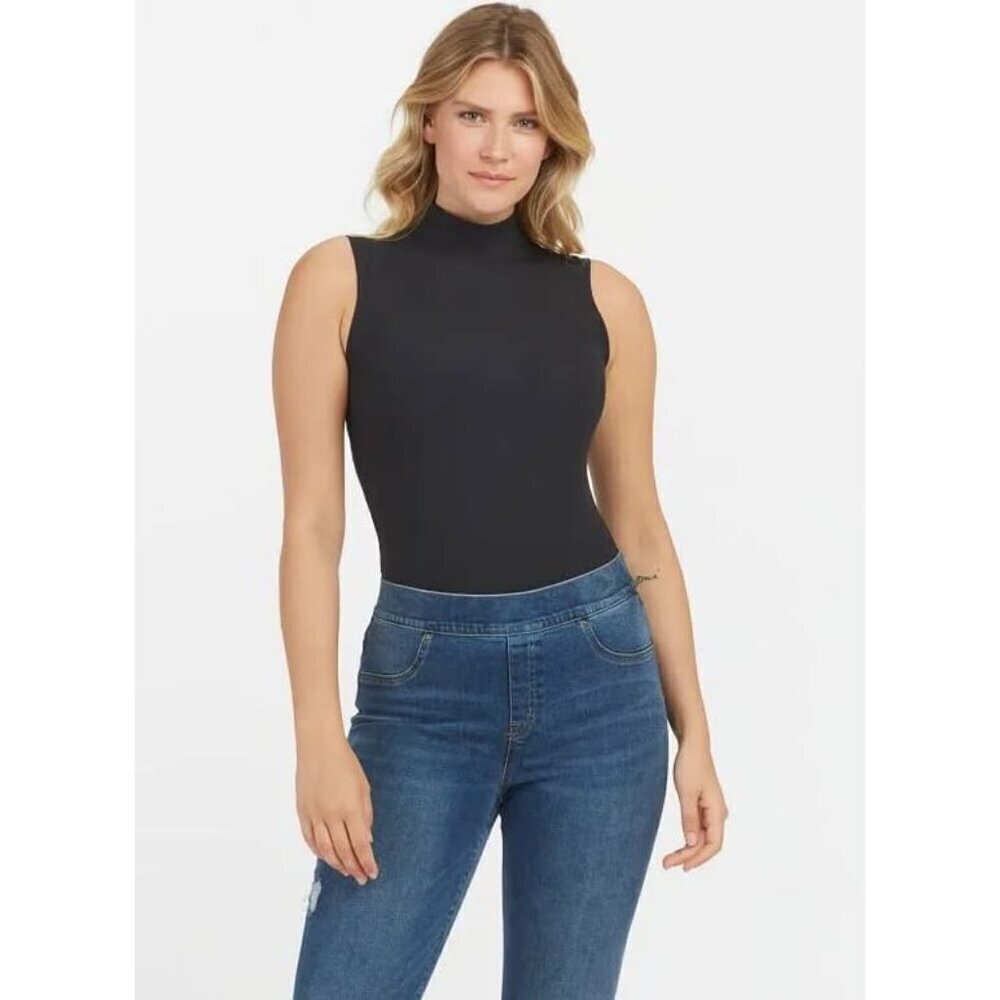 NEW SPANX Size 3X  Top Bodysuit Black Ribbed Sleeveless